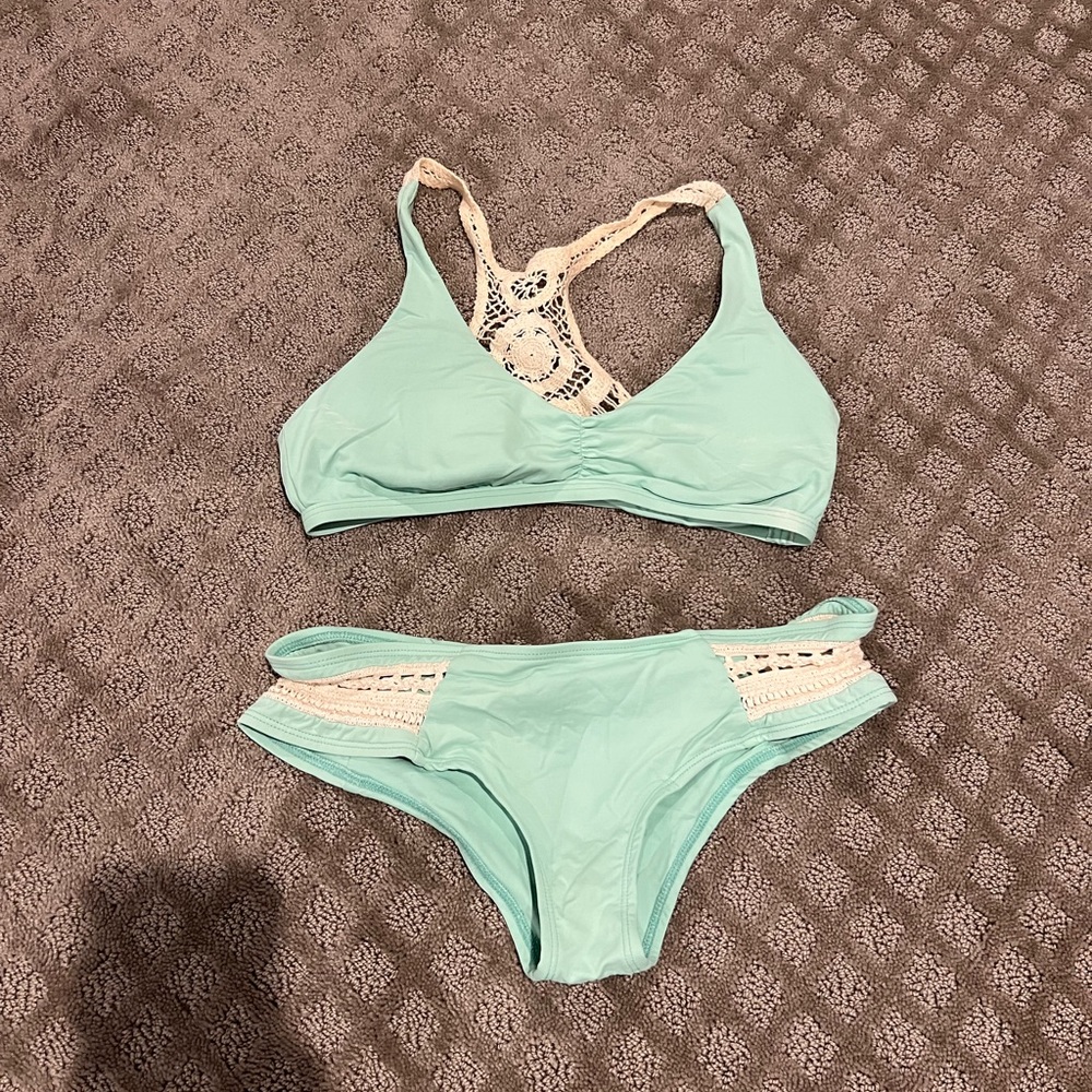 L*Space Mint Green Crochet Bikini Set